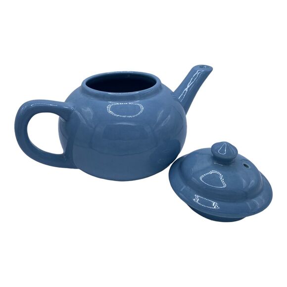 light blue mini ceramic teapot Homer Laughlin USA lead free - Picture 4 of 8